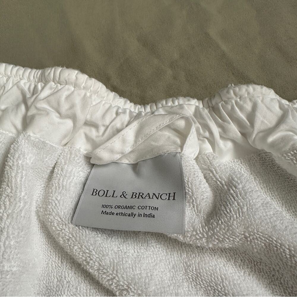 Boll & Branch S/M Organic Cotton White Terry Cloth Women's Towel Wrap Robe - Picture 4 of 8